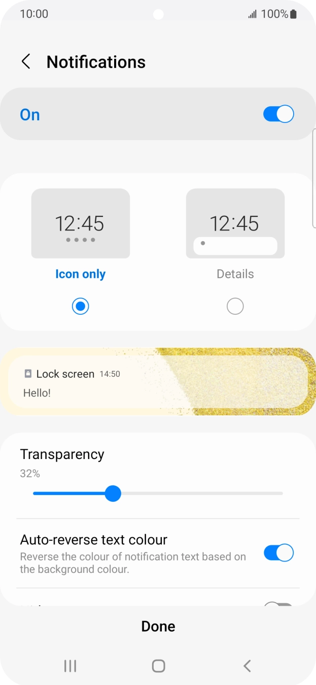Press the required settings to turn them on or off. Press the required settings to turn them on or off.