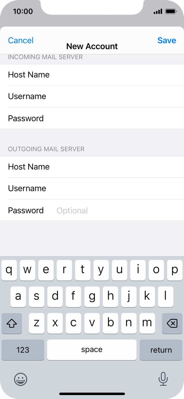 Press Password and key in the password for your email account. Press Password and key in the password for your email account.