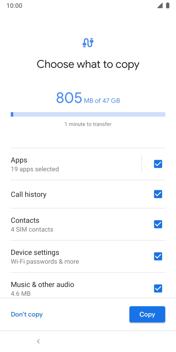 Press the field next to the required data types.
