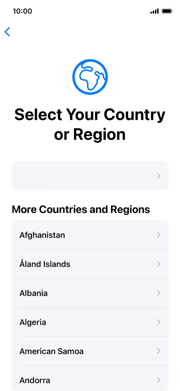 Press the required country or area.