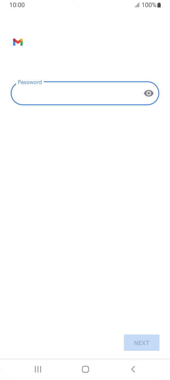 Press the field below 'Password' and key in the password for your email account. Press the field below 'Password' and key in the password for your email account.