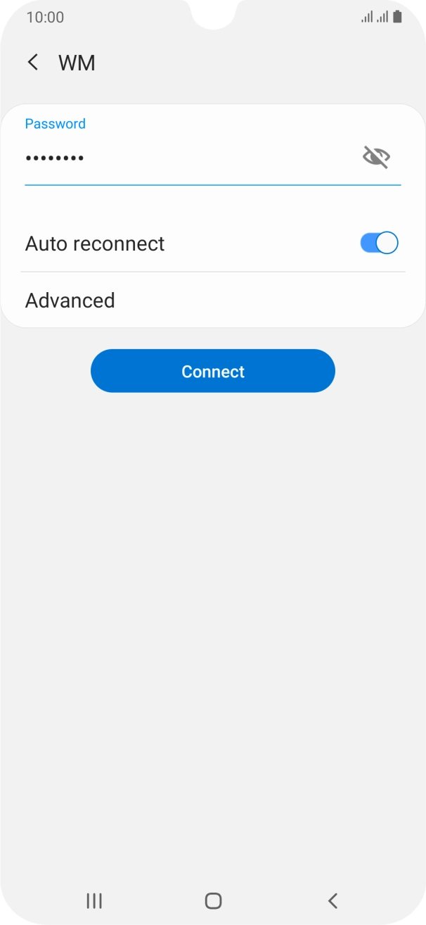 Key in the password for the WiFi network and press Connect.