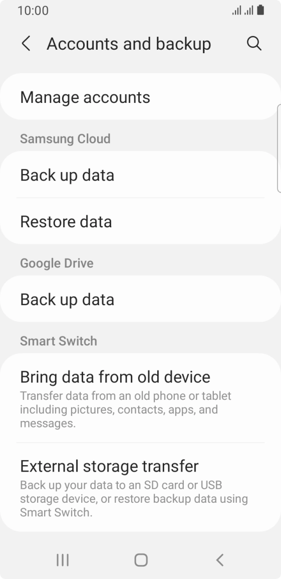Press Manage accounts.
