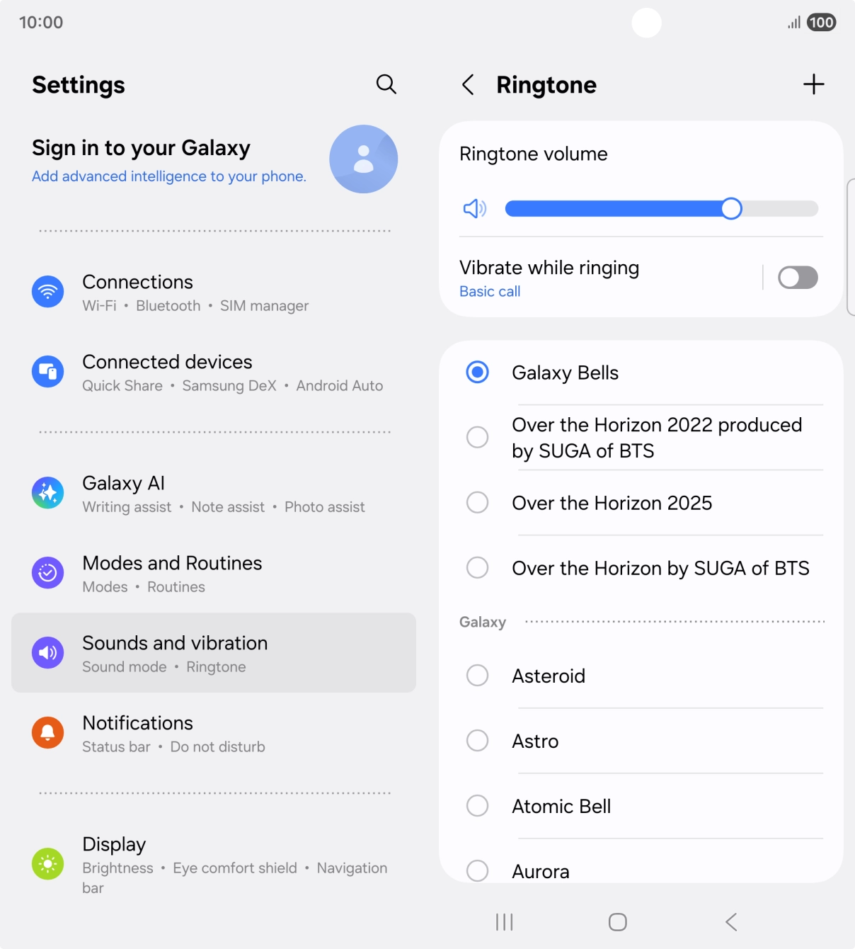 Press the required ringtones to hear them.