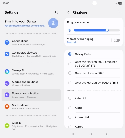 Press the required ringtones to hear them.