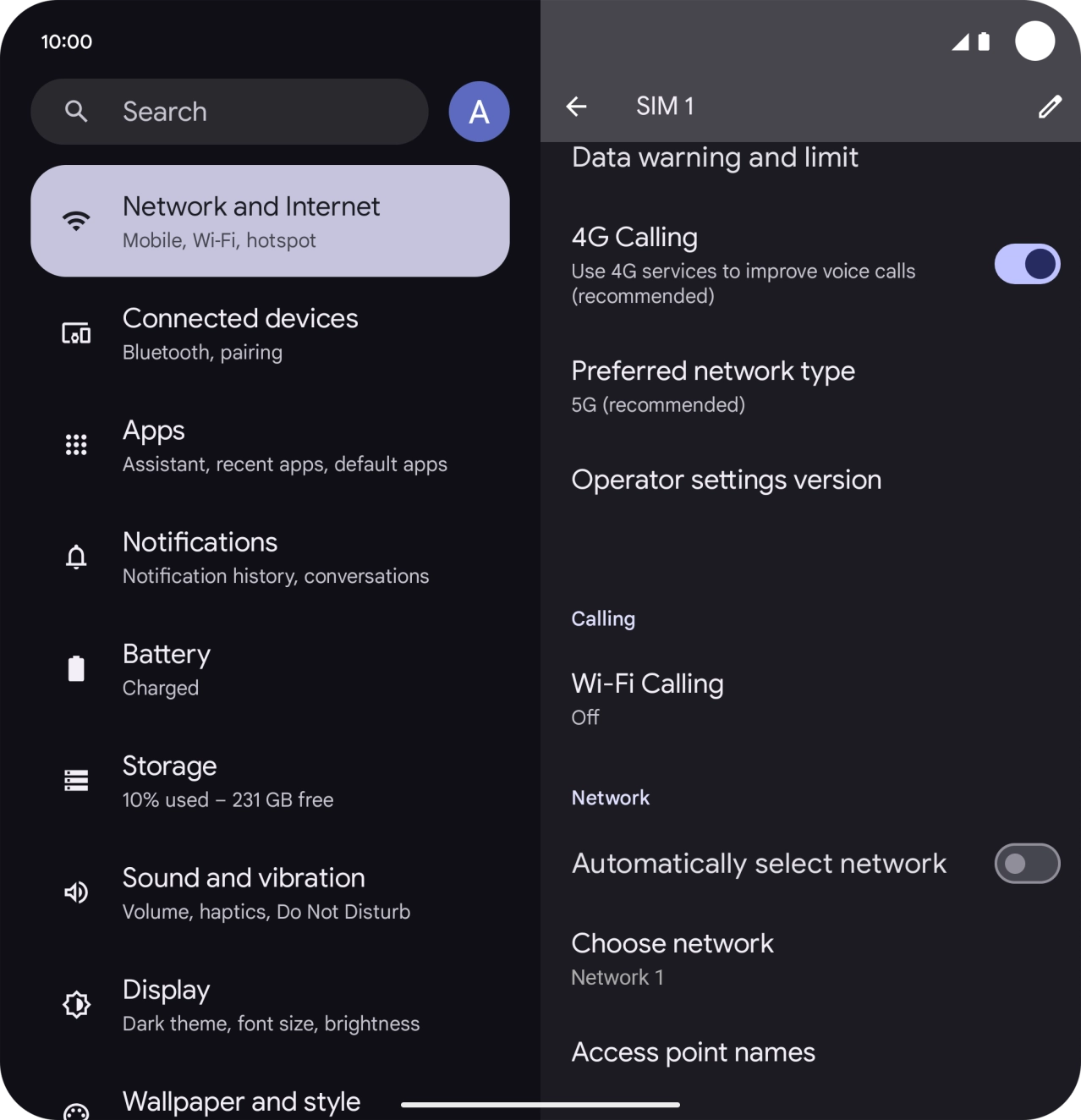 Press the indicator next to 'Automatically select network' to turn on the function.