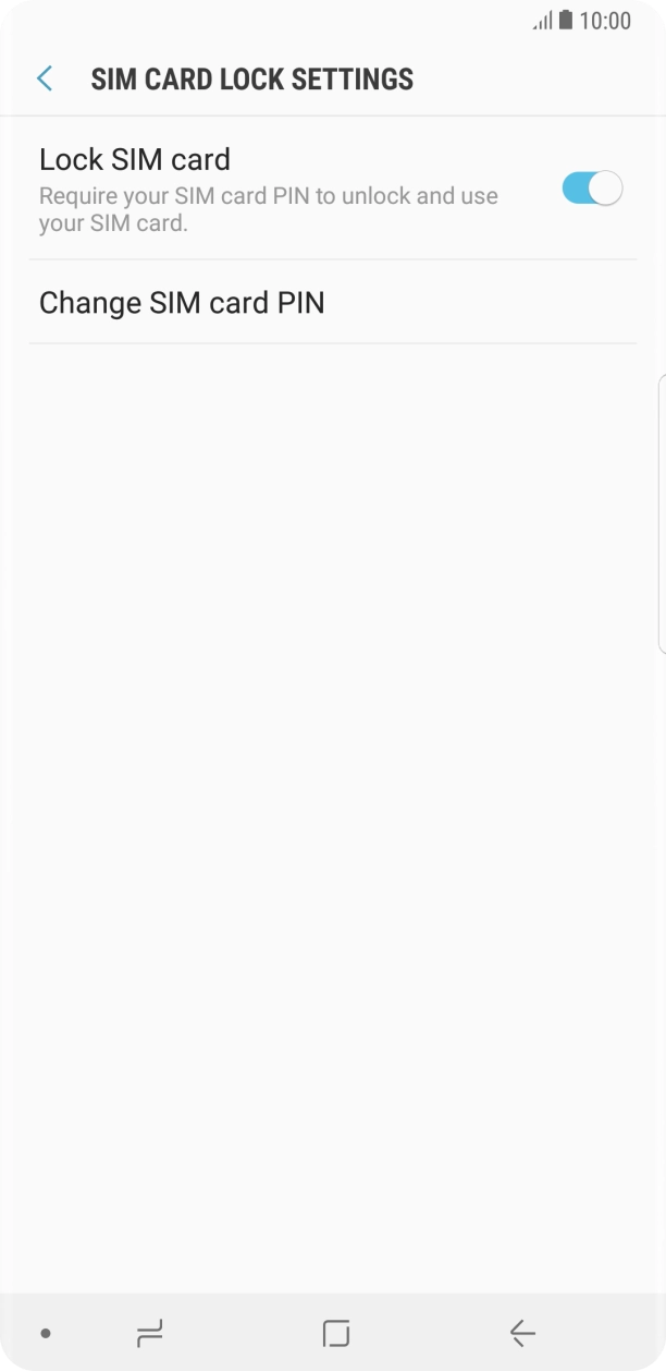 Press the indicator next to 'Lock SIM card' to turn the function on or off.