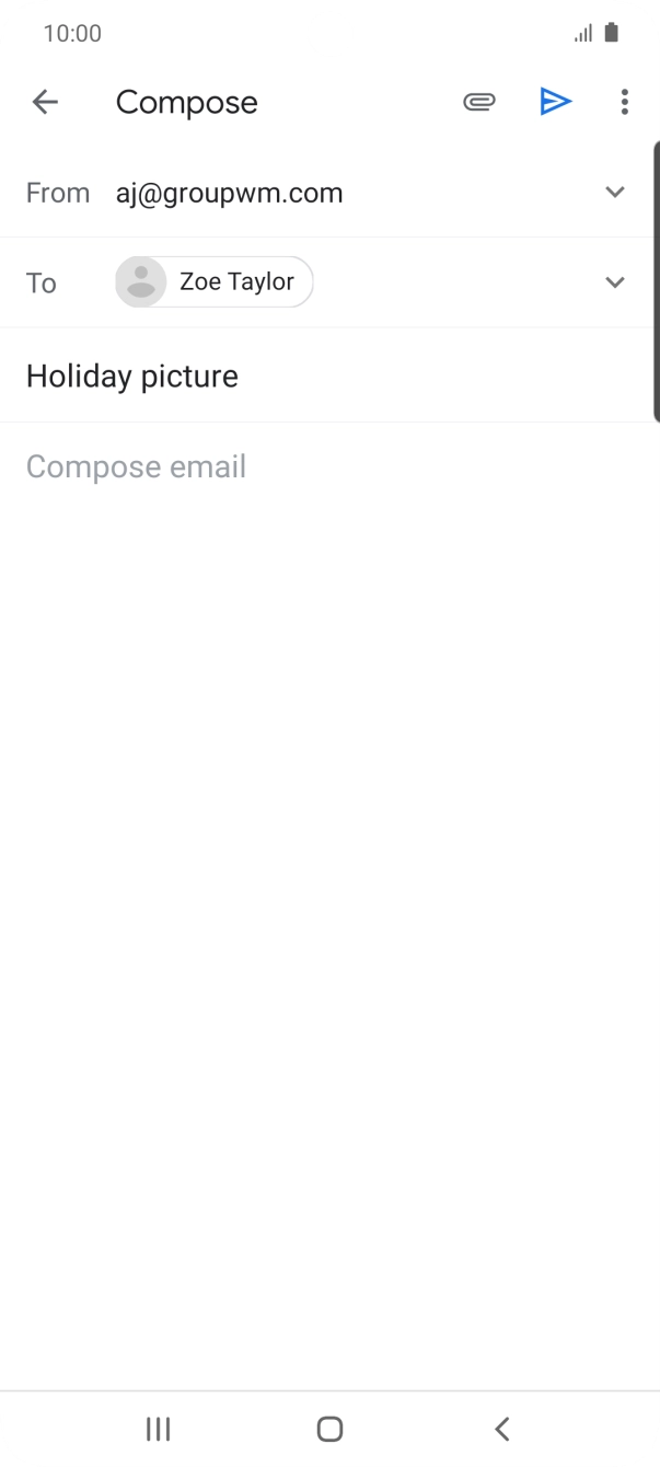 Press the text input field and write the text for your email.