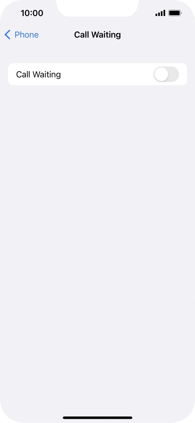 Press the indicator next to 'Call Waiting' to turn the function on or off.