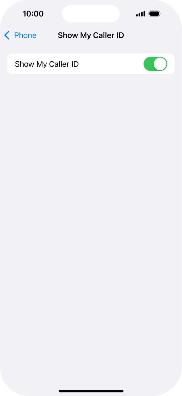 Press the indicator next to 'Show My Caller ID' to turn the function on or off.