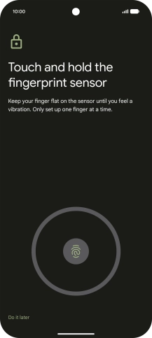 Follow the instructions on the screen to create the lock code using your fingerprint.