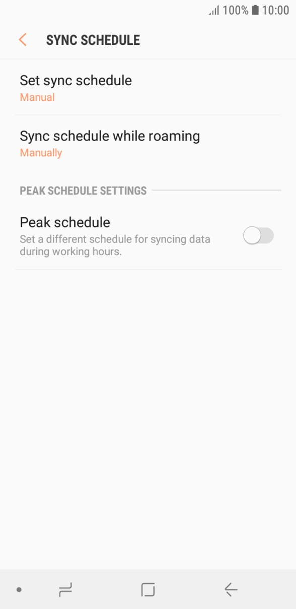 Press Set sync schedule. Press Set sync schedule.