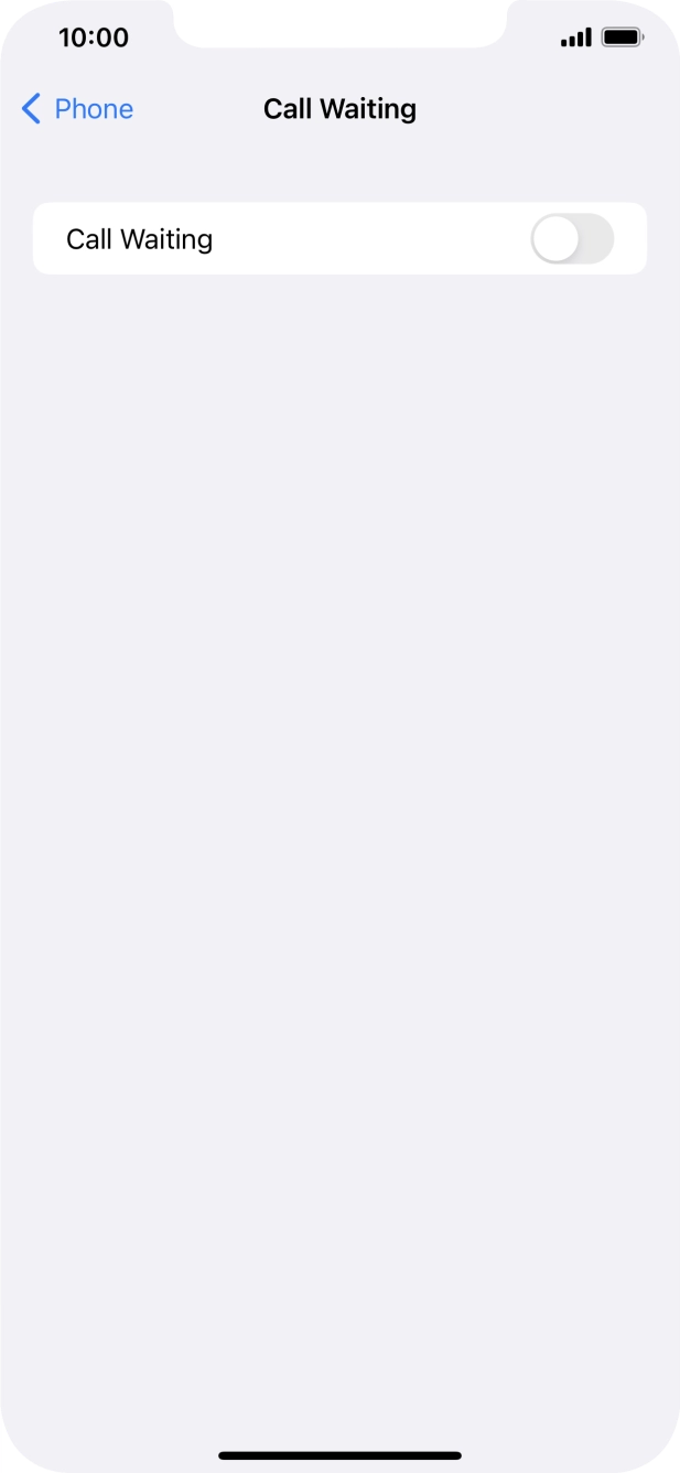 Press the indicator next to 'Call Waiting' to turn the function on or off.