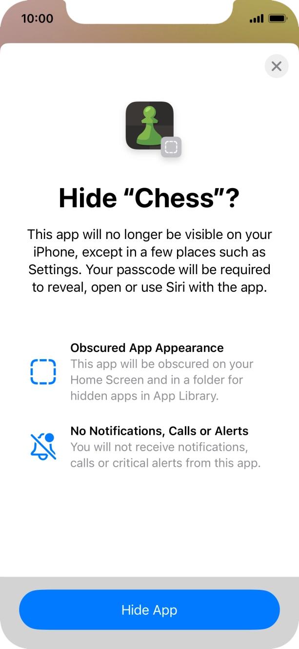 Press Hide App.