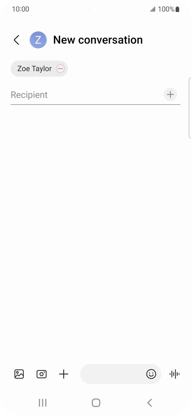 Press the text input field and write the text for your picture message. Press the text input field and write the text for your picture message.