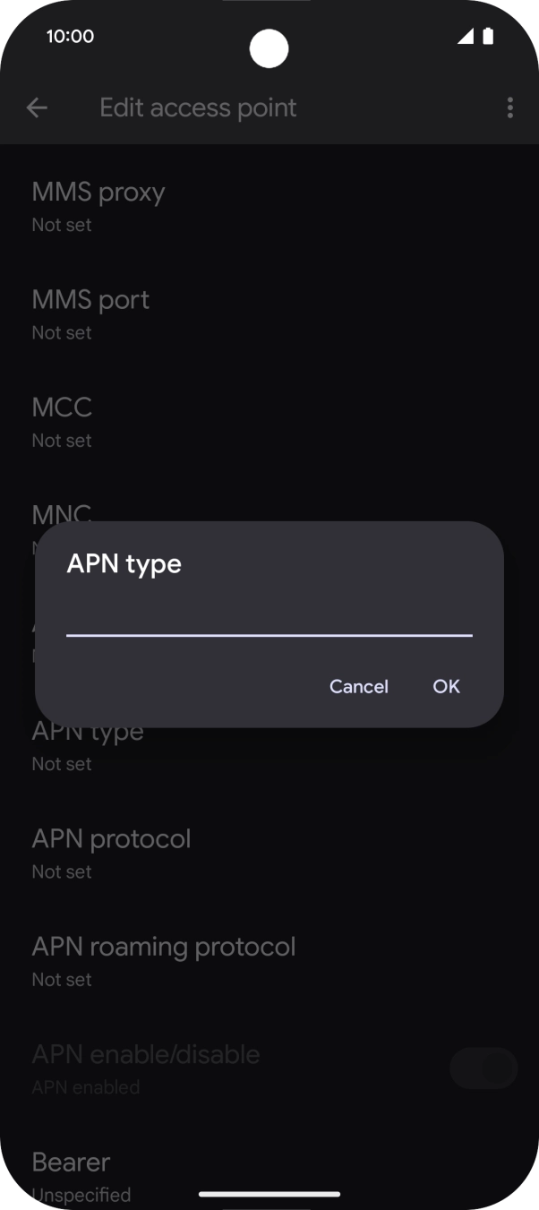 Key in default and press OK. Key in default and press OK.