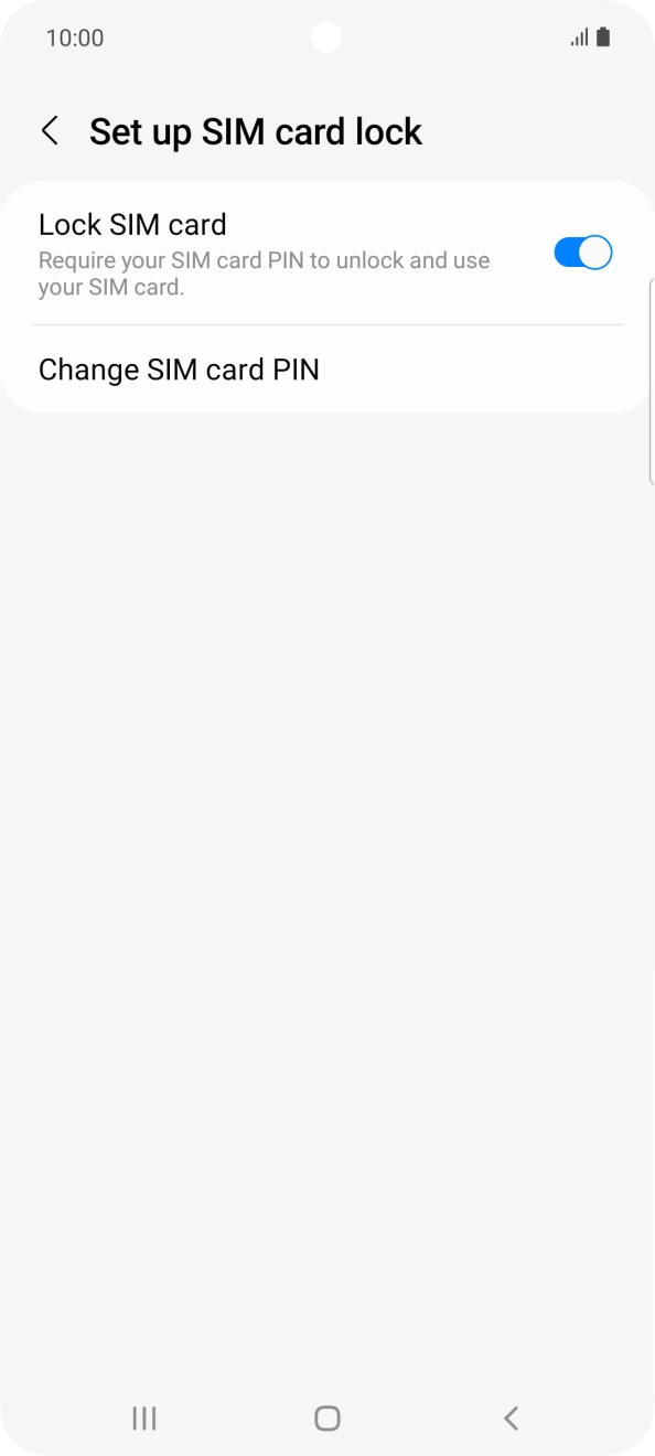 Press the indicator next to 'Lock SIM card' to turn the function on or off.