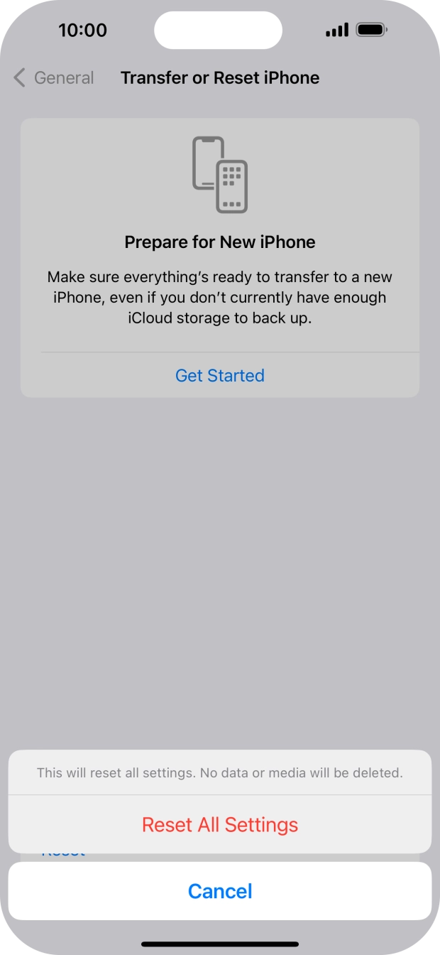 Press Reset All Settings.