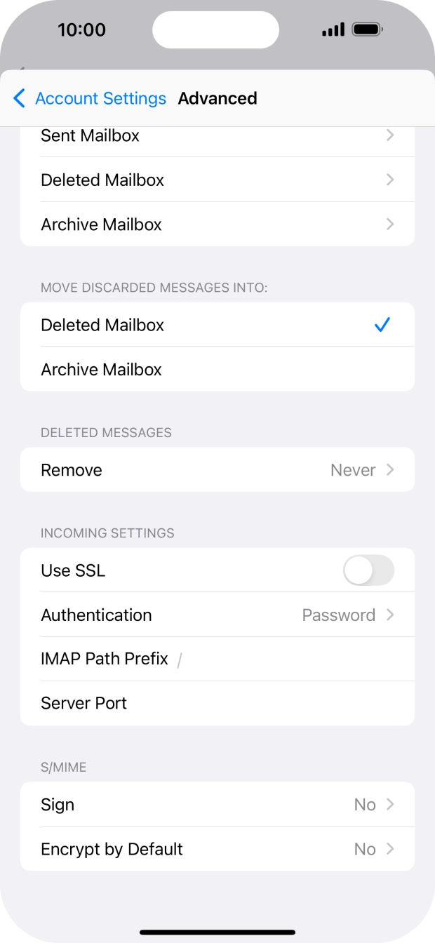Press the indicator next to 'Use SSL' to turn on the function.