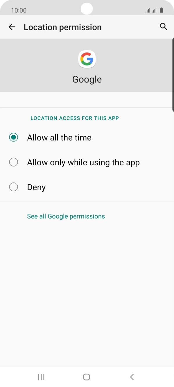 Press the required setting.