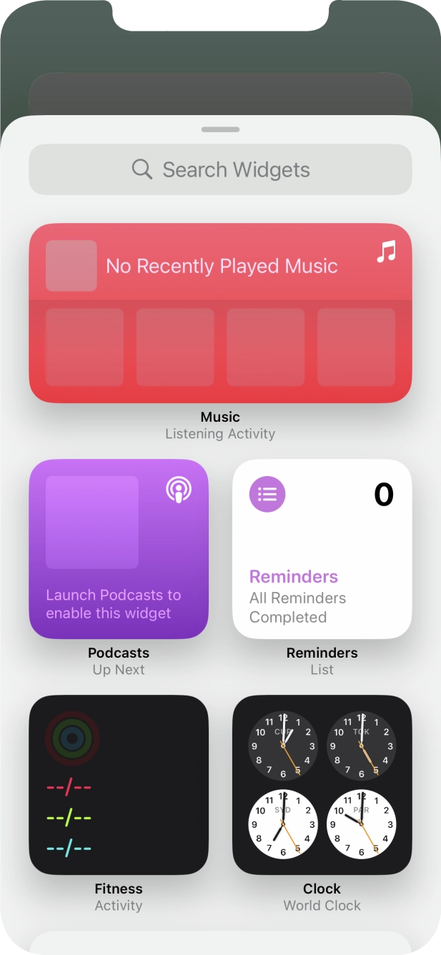 Press the required widget. Press the required widget.