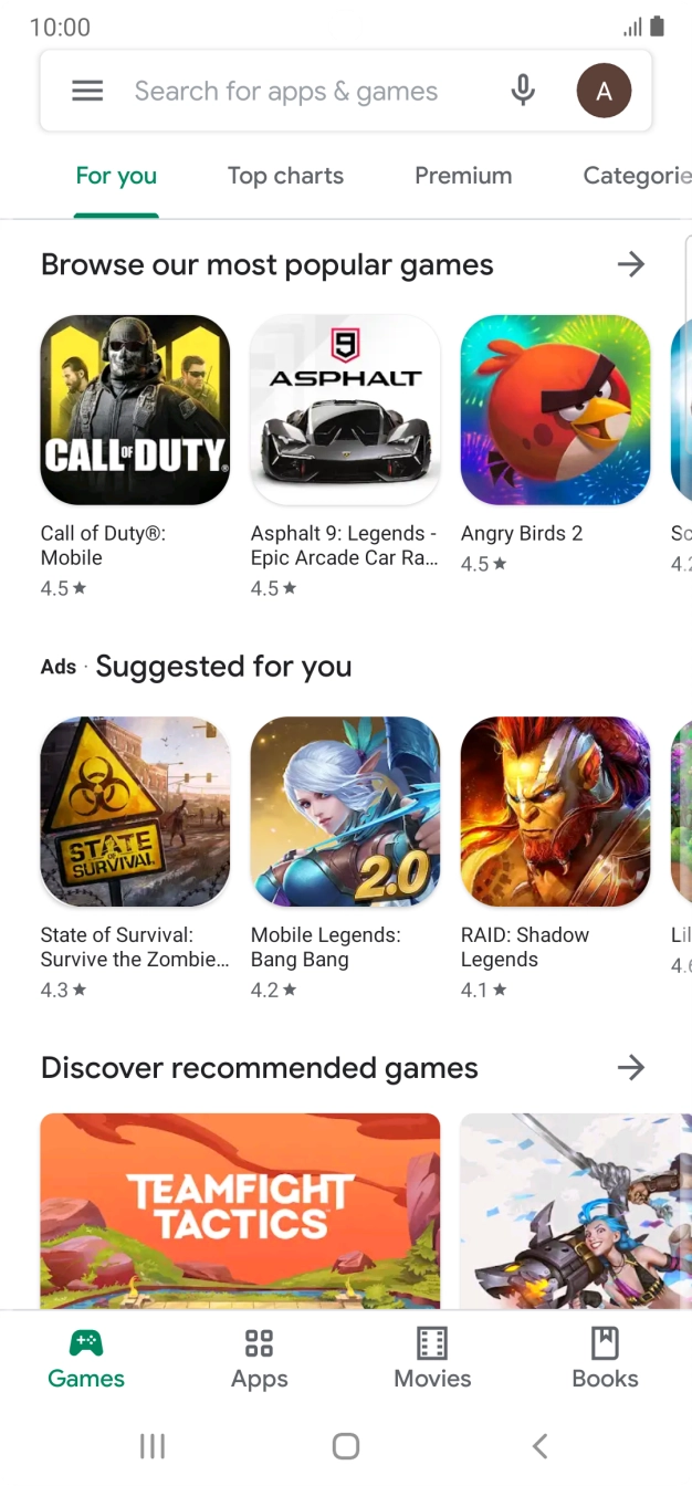 Press the search field.