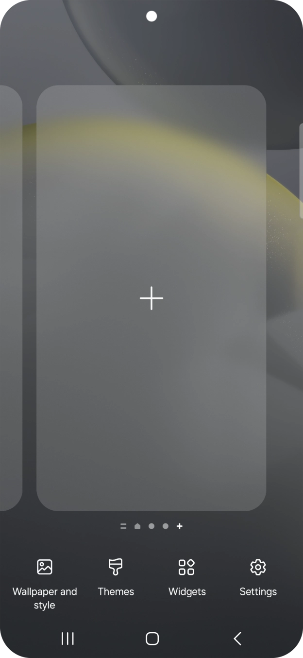 Press the add icon to add a home screen page.