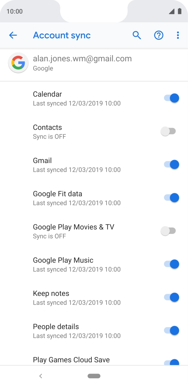 Press the indicator next to 'Contacts'.