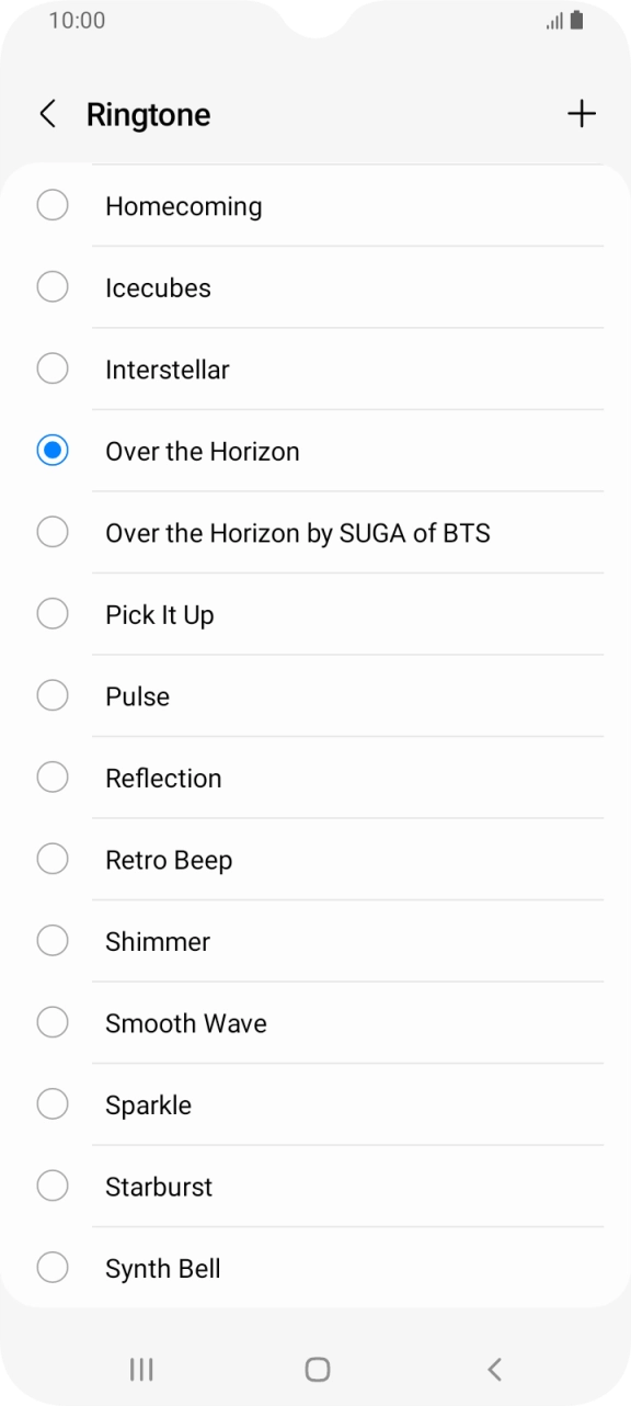 Press the add ring tone icon.