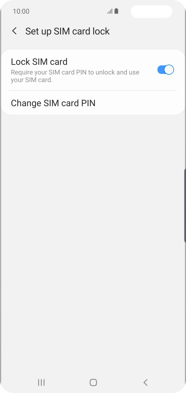 Press the indicator next to 'Lock SIM card' to turn the function on or off.