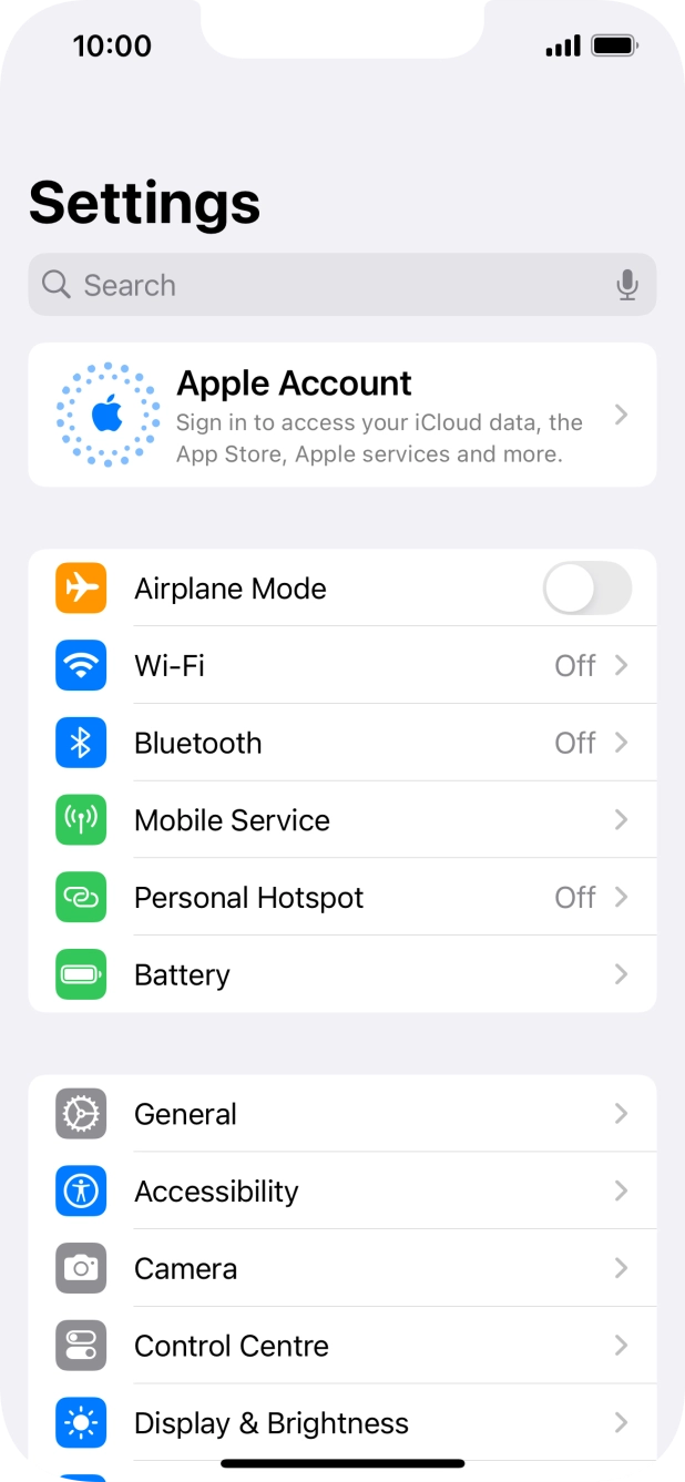 Press Apple Account. Press Apple Account.