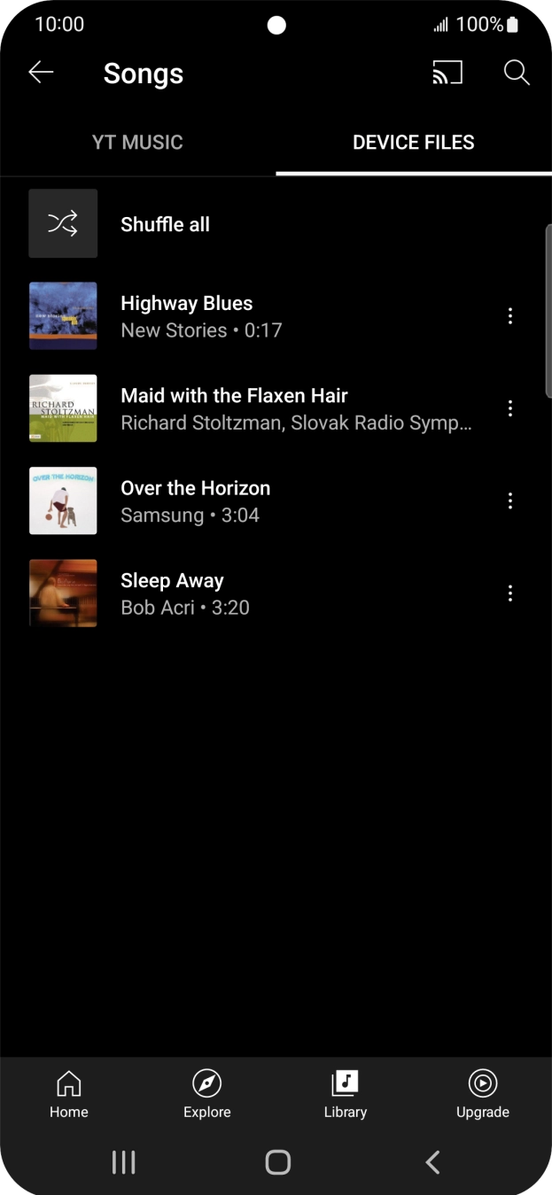 Press the required audio file.