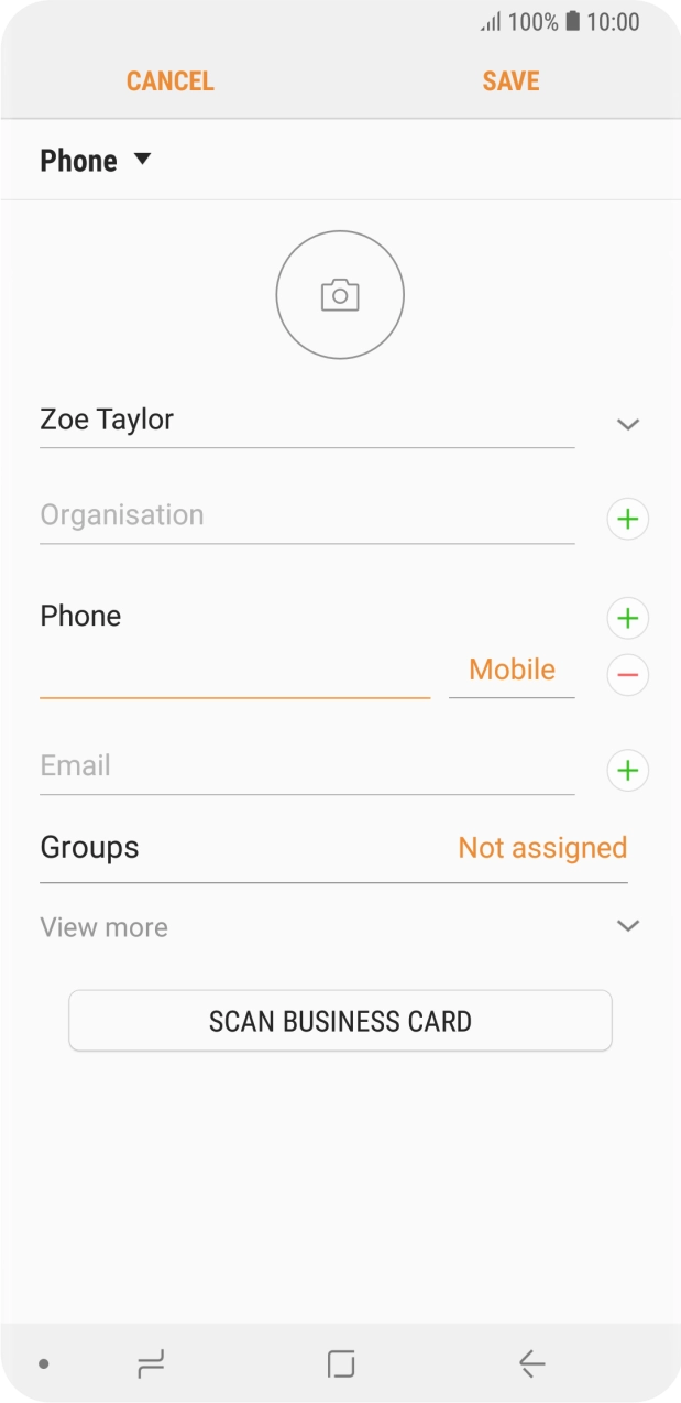 Press the field below 'Phone' and key in the required phone number.