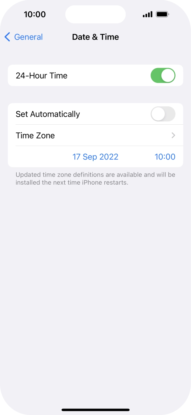 Press the indicator next to 'Set Automatically' to turn on the function.