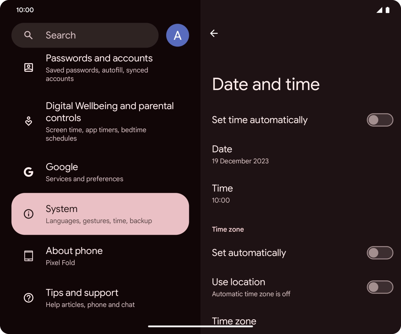 Press the indicator next to 'Set time automatically' to turn on the function.