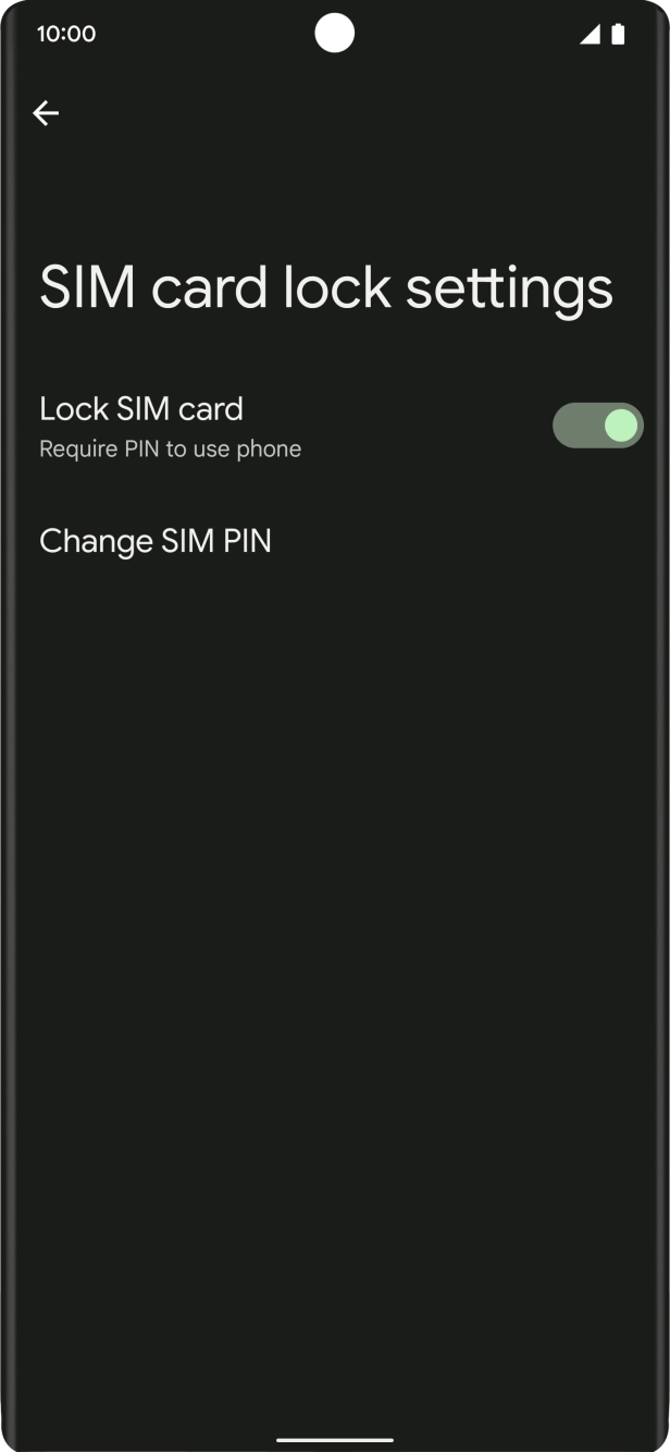 Press the indicator next to 'Lock SIM card' to turn the function on or off.