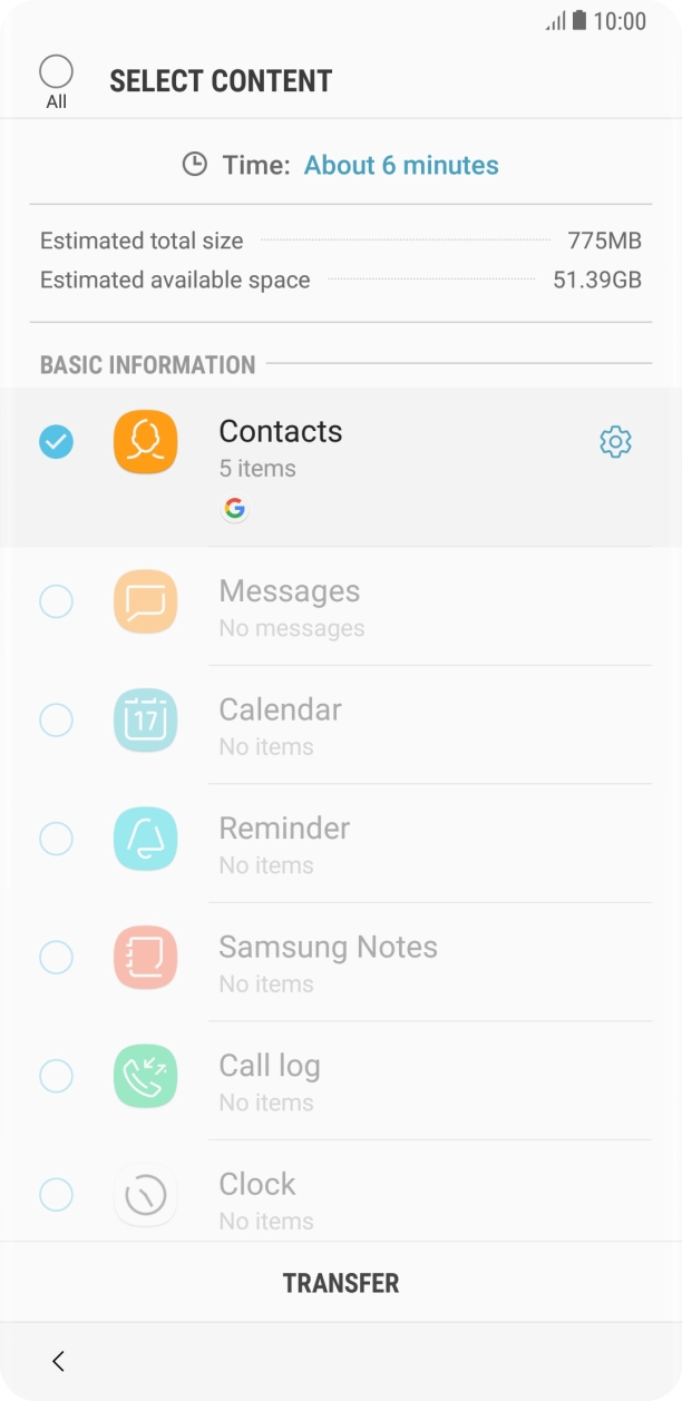 Press the required data types.