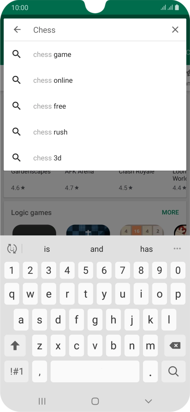 Key in the name or subject of the required app and press the search icon.