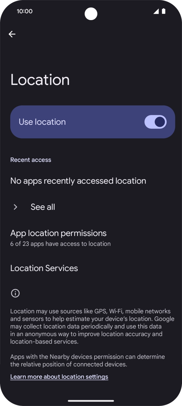 Press App location permissions. Press App location permissions.