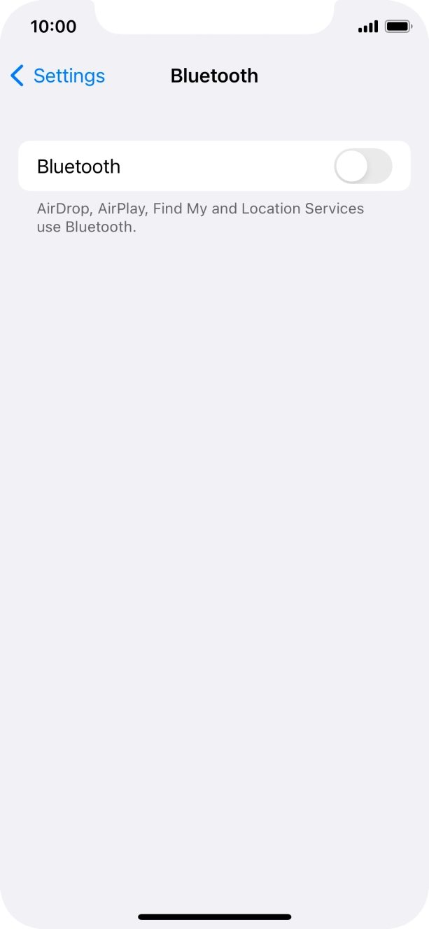 Press the indicator next to 'Bluetooth' to turn on the function.
