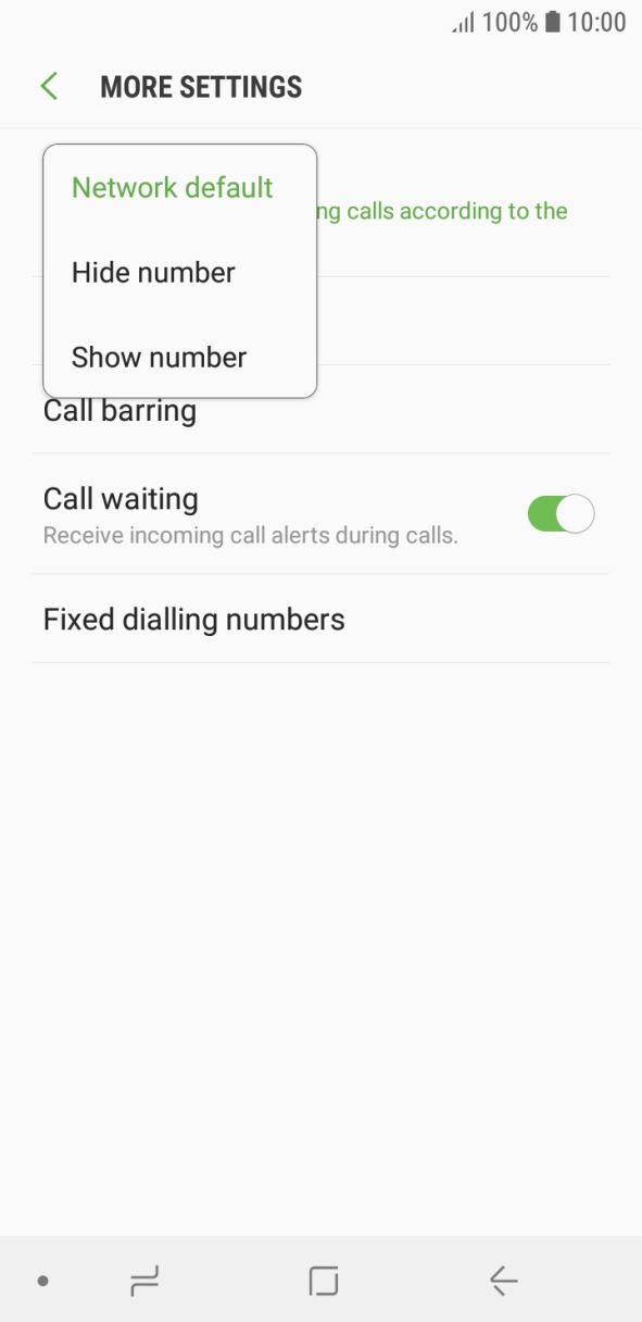 Press Show number to turn on caller identification.