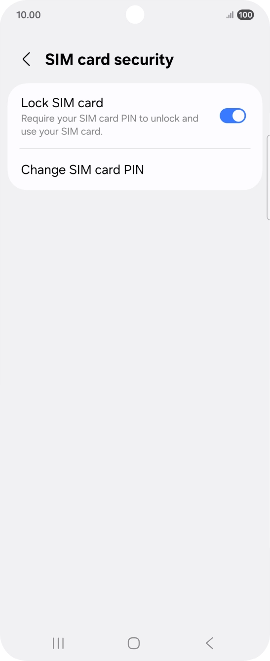 Press the indicator next to 'Lock SIM card' to turn the function on or off.