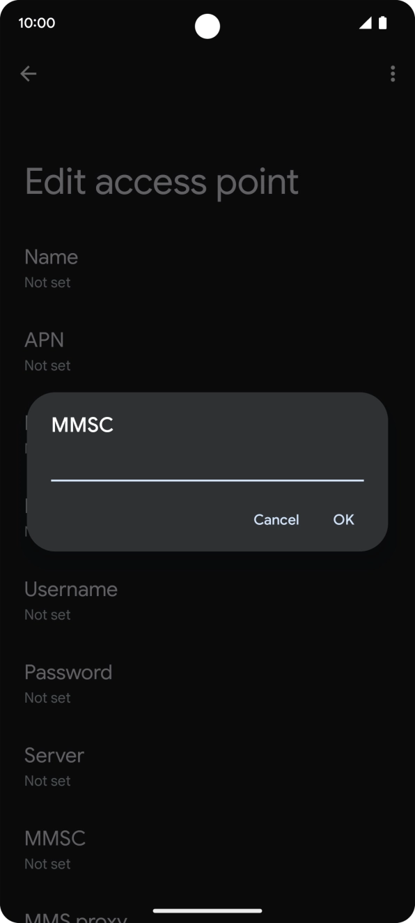 Key in http://mmsc.mms.o2.co.uk:8002 and press OK.