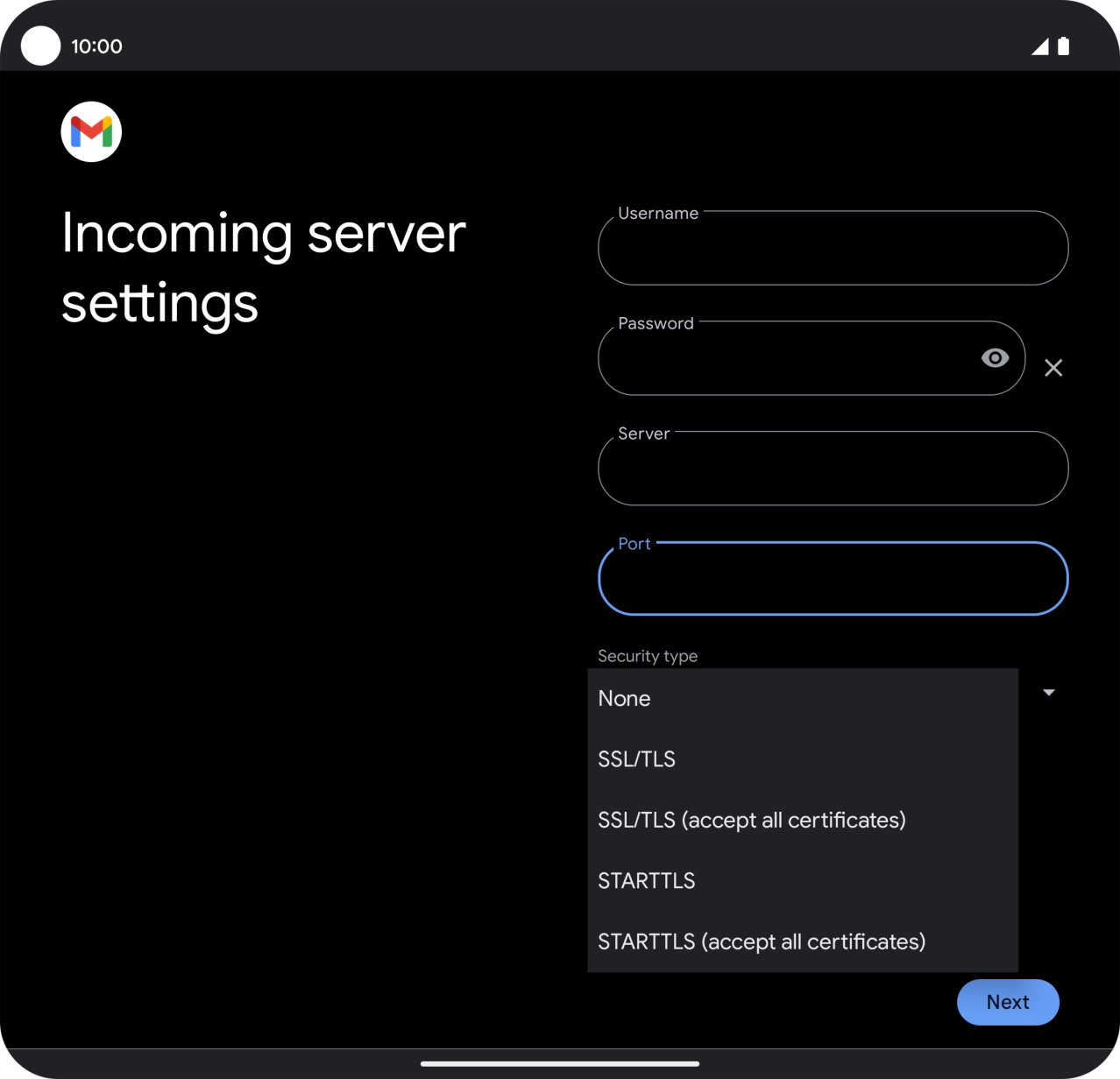 Press SSL/TLS. Press SSL/TLS.