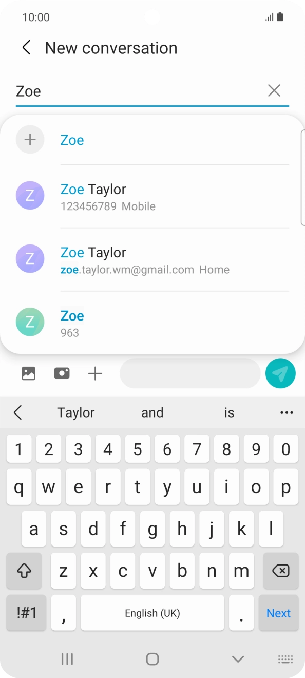 Press the required contact. Press the required contact.