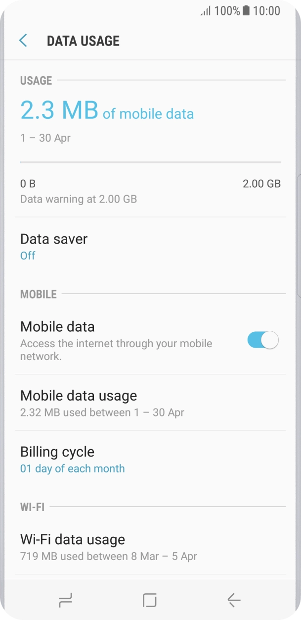 The total data usage is displayed.