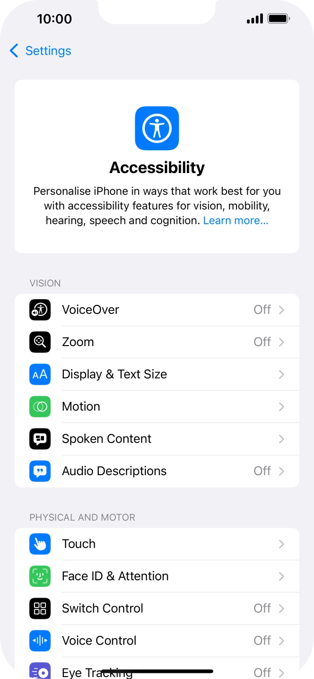 Press the required category below 'VISION' and follow the instructions on the screen to select the required settings. Press the required category below 'VISION' and follow the instructions on the screen to select the required settings.
