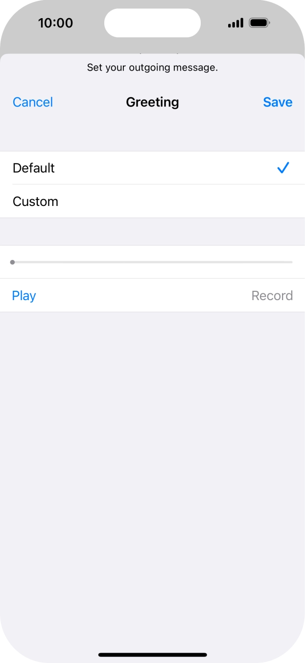 Press Default to select the default greeting. Press Default to select the default greeting.