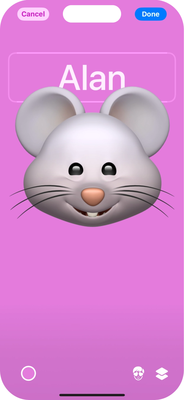 Press the name field and follow the instructions on the screen to select the required font and colour for your name on the Contact Poster. Press the name field and follow the instructions on the screen to select the required font and colour for your name on the Contact Poster.