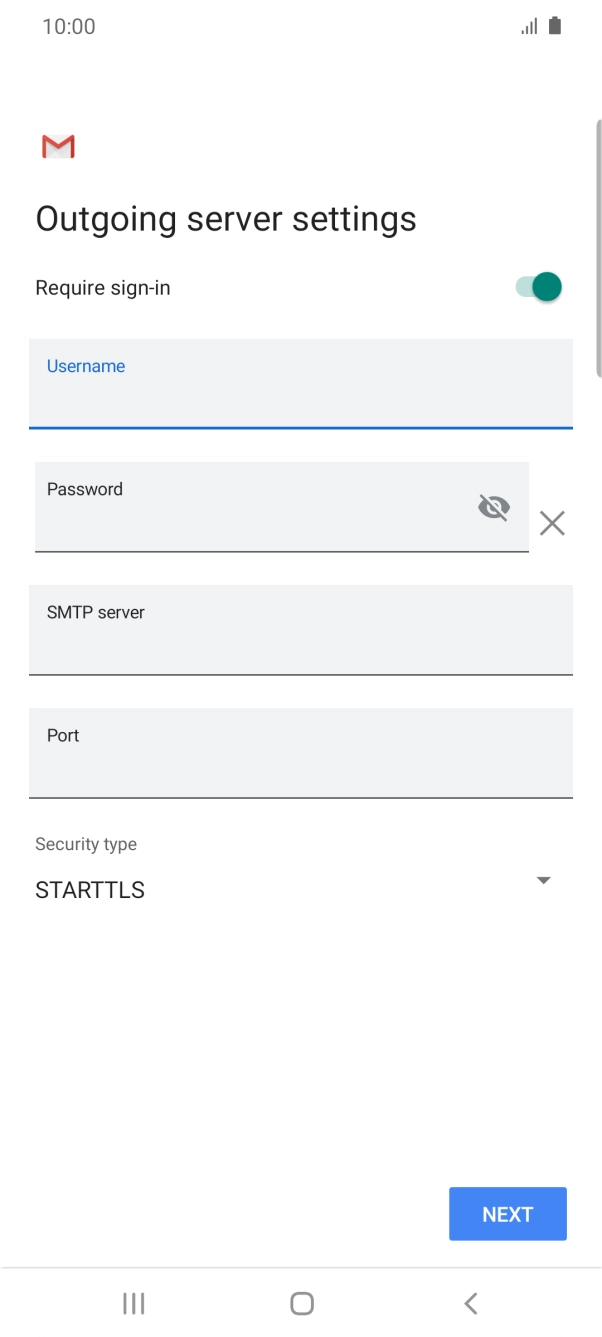 Press the field below 'Password' and key in the password of your email provider's outgoing server.